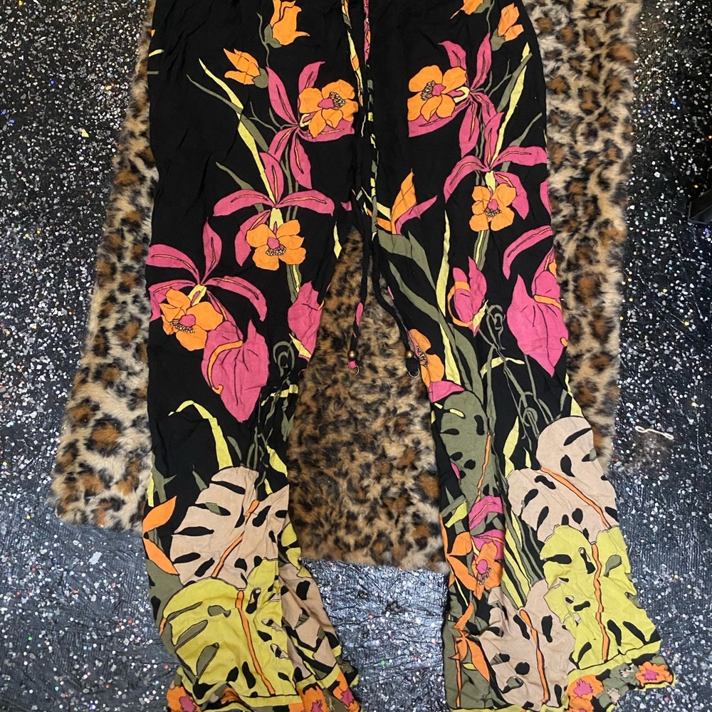 Boho flower flowy pants hippie small angie